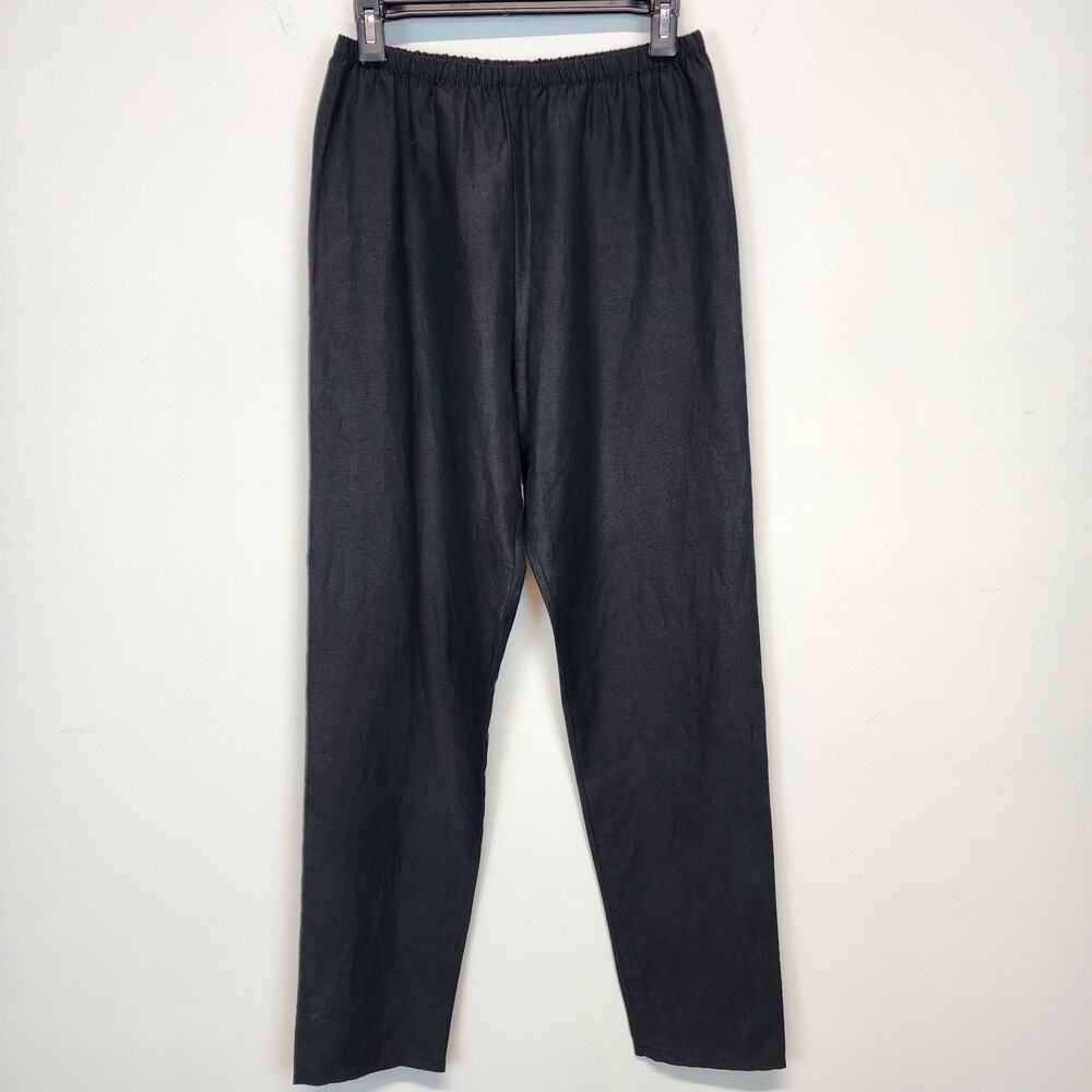 Flatiron Workshop Womens Black Pants Size 1 28" Linen Silk Blend Lagenlook Vtg